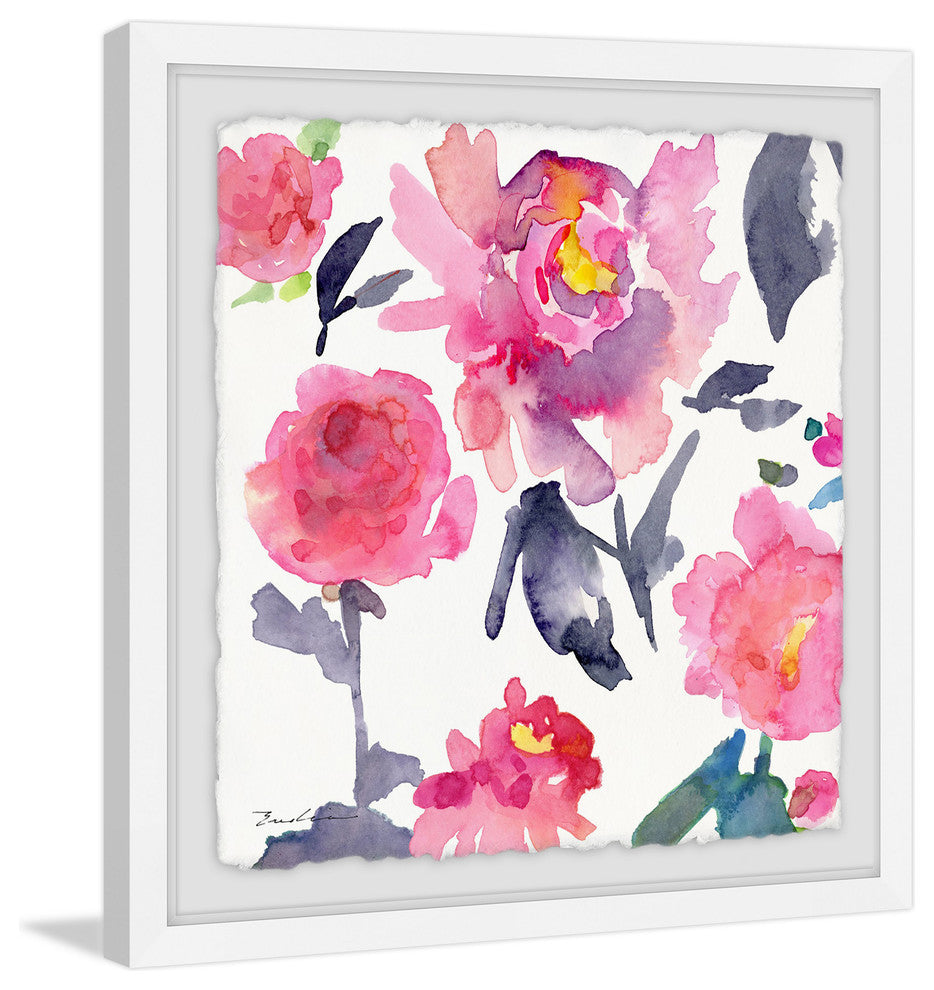 "Pink Peonies" Framed Painting Print, 12"x12"