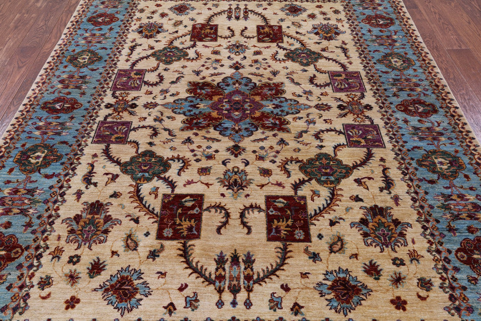 Hand-Knotted Persian Tabriz Wool Rug 6' 8" X 9' 9" Q7734