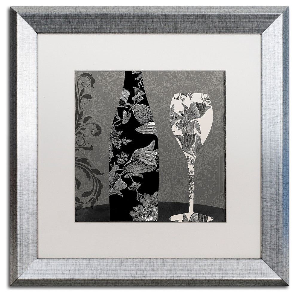 Color Bakery 'Vin Elegant II' Art, Silver Frame, White Matte, 16"x16"