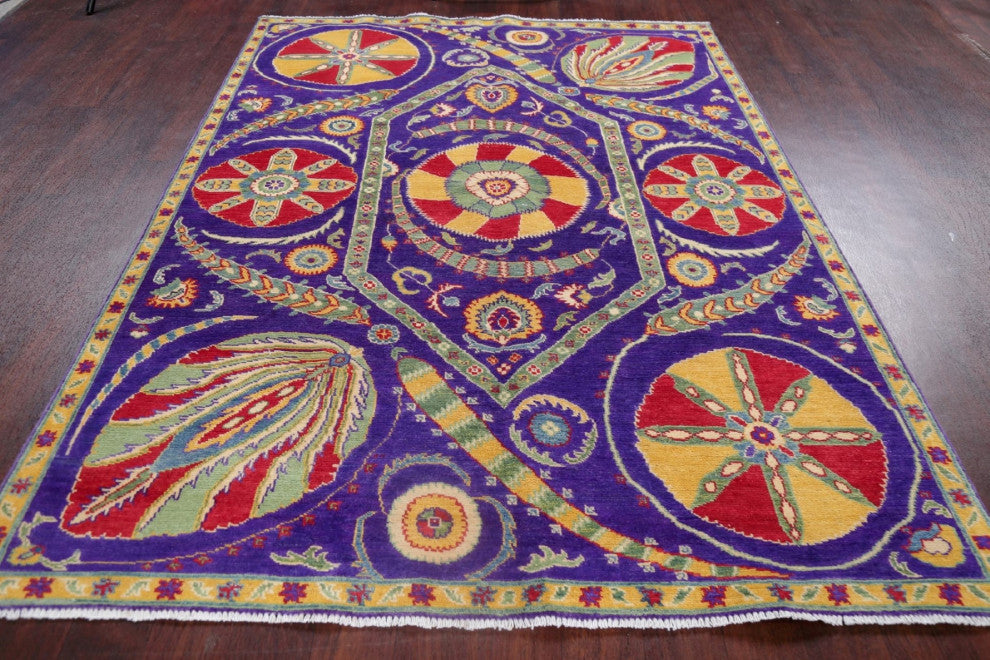 Oriental Kazak Novelty Asian Style Pakistani Hand Made Area Rug, Blue, 7'9"x5'9