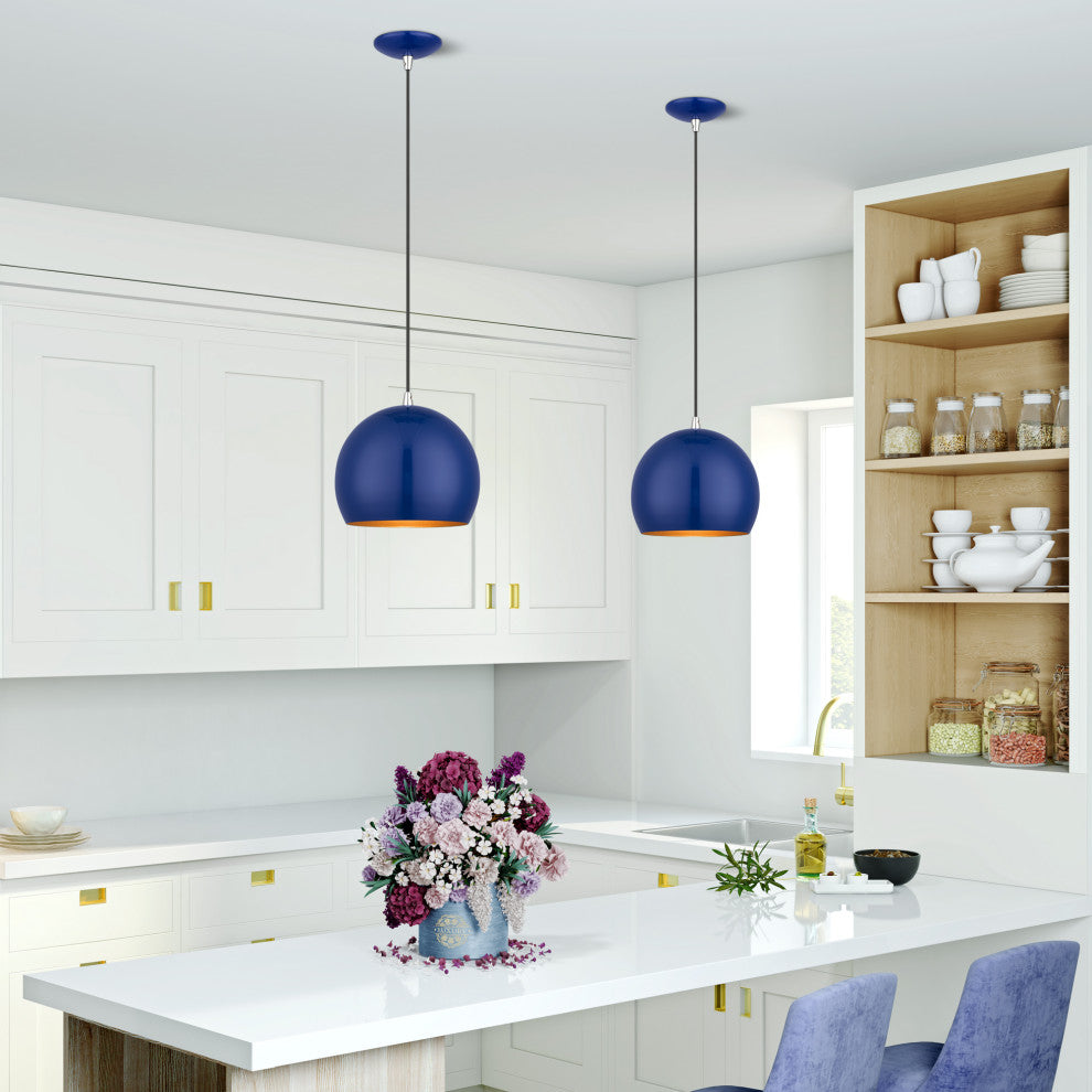 Piedmont 1-Light Shiny Cobalt Blue Globe Pendant