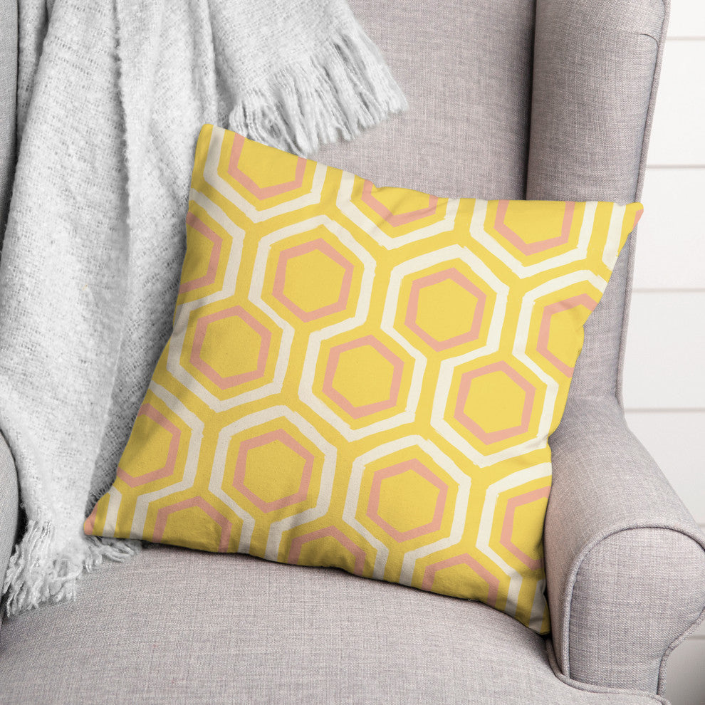 Bright Hexagons 18x18 Indoor / Outdoor Pillow