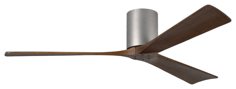 Irene-3 60" Hugger Ceiling Fan, Brushed Nickel With Walnut Blades