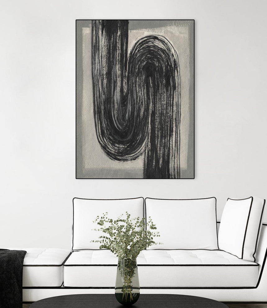 "Grey Linear Path II" Framed Canvas by Giant Art 18"x24"