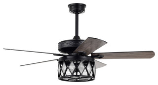 Jescha 52 in. 2-Light Indoor Matte Black Finish Ceiling Fan