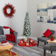 6' Flocked Alpine Christmas Faux Tree With 200 Lights and 580 Bendable Branches