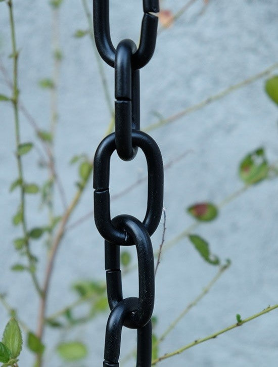 Black Large Aluminum Link Rain Chain With Installation Kit, 10'
