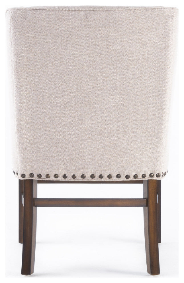 GDF Studio Claudia Contemporary Upholstered Dining Chairs, Set of 2, Natural/Brown