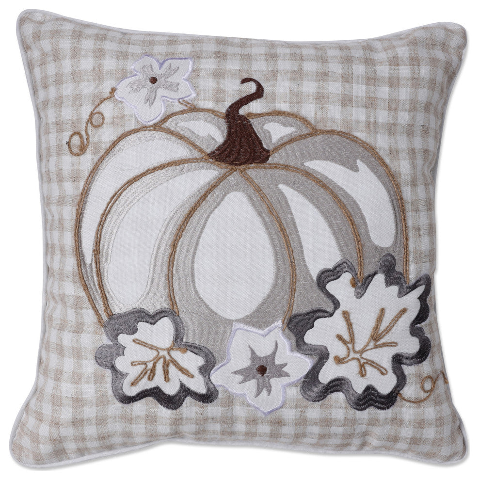 Indoor White Pumpkin Natural 18" Throw Pillow