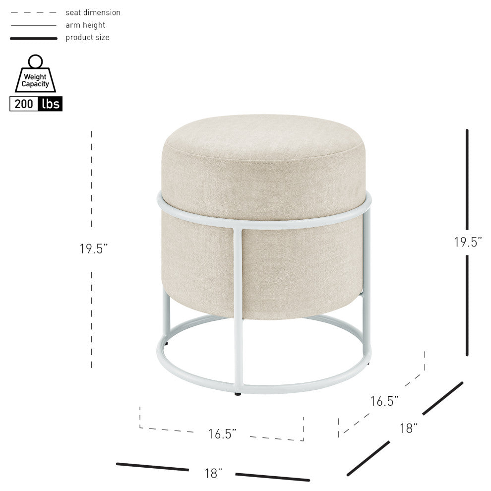 Ophelia Velvet Round Ottoman, Padburry Cream