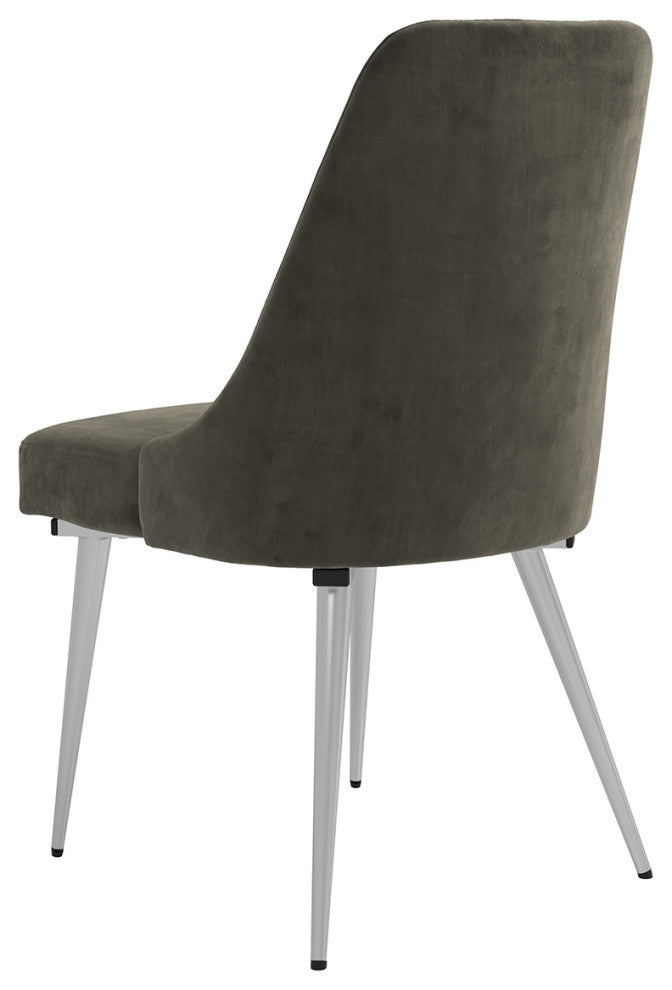 Set of 2 Dining Side Chair with Metal Legs, Loden and Chrome