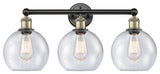 Athens 3-Light 26" Bath Vanity Light, Black Antique Brass, Seedy