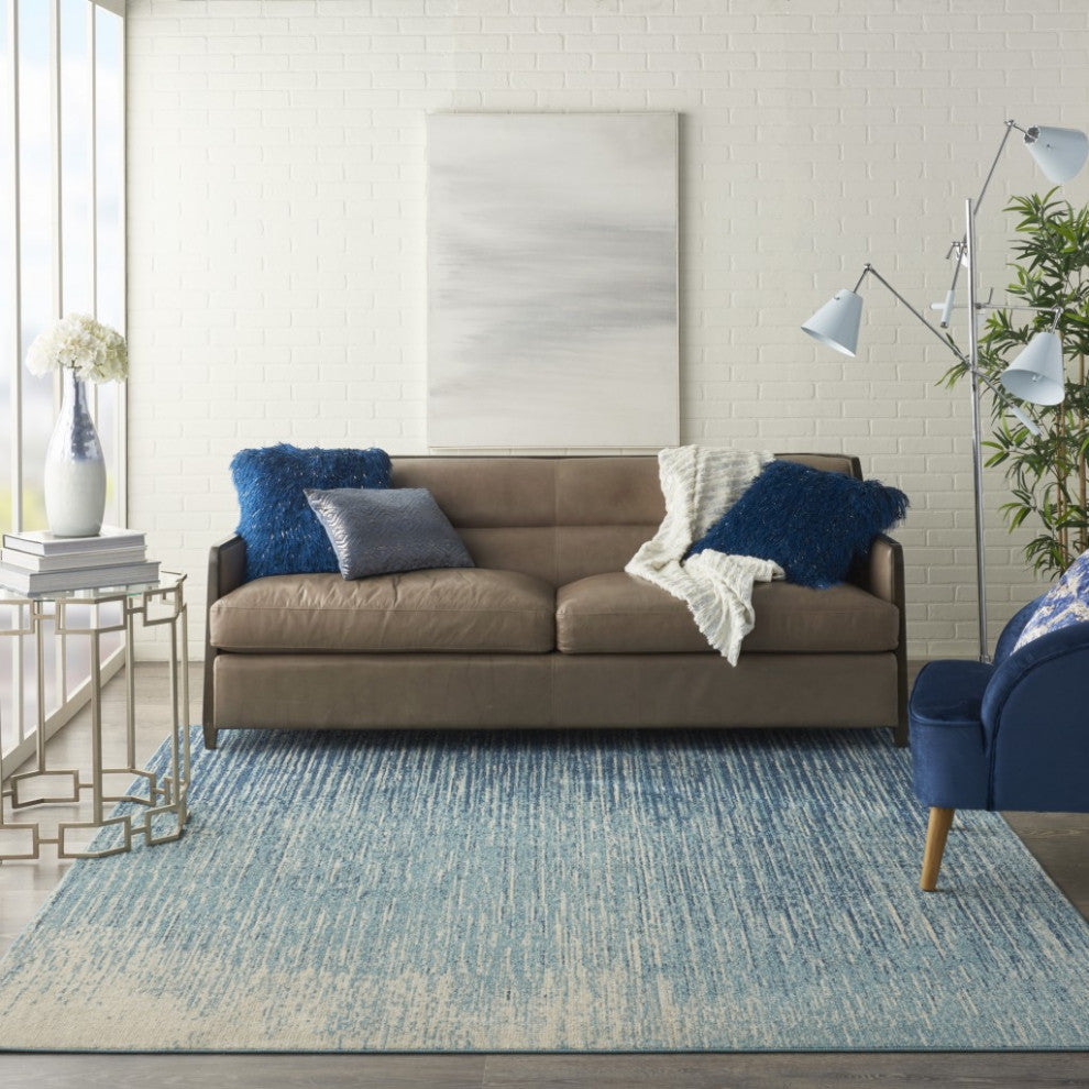 7 x 10 Navy and Light Blue Abstract Area Rug