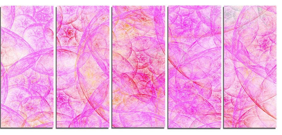 Rose Fractal Dramatic Clouds, Abstract Canvas Art Print, 60"x28", 5 Panels