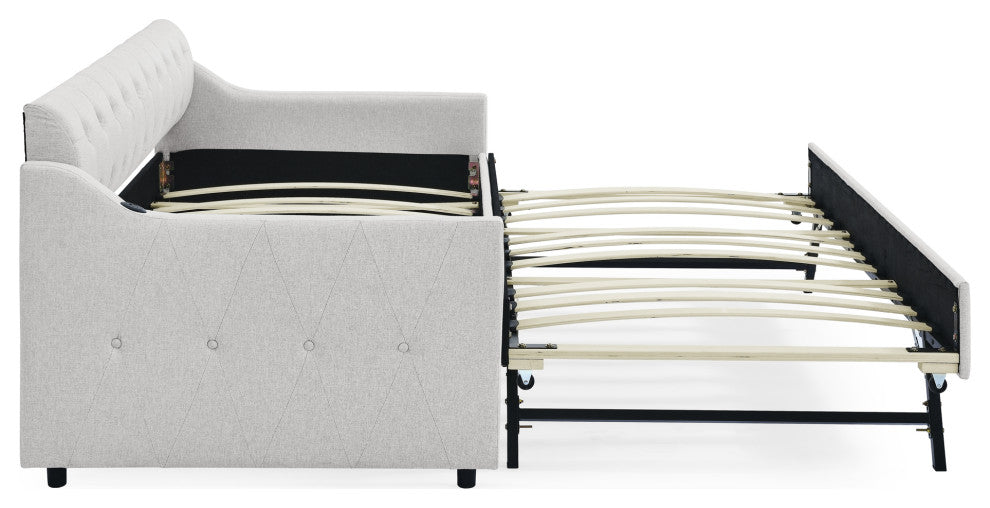 Gewnee Twin Size Upholstery DayBed with Twin Size Erectable Trundle
