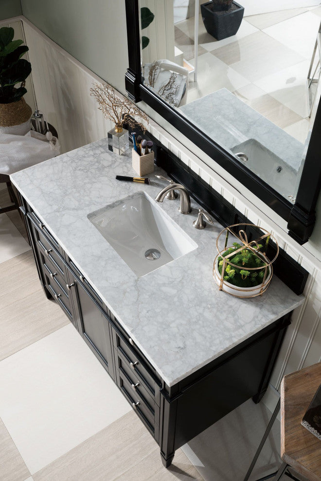 James Martin 650-V48-BKO-3CAR Brittany 48" Single Vanity w/ Carrara Marble Top