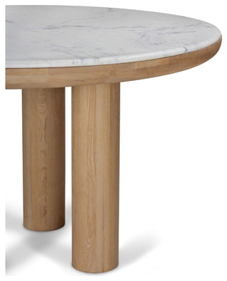 Pillar Marble Oak Dining Table