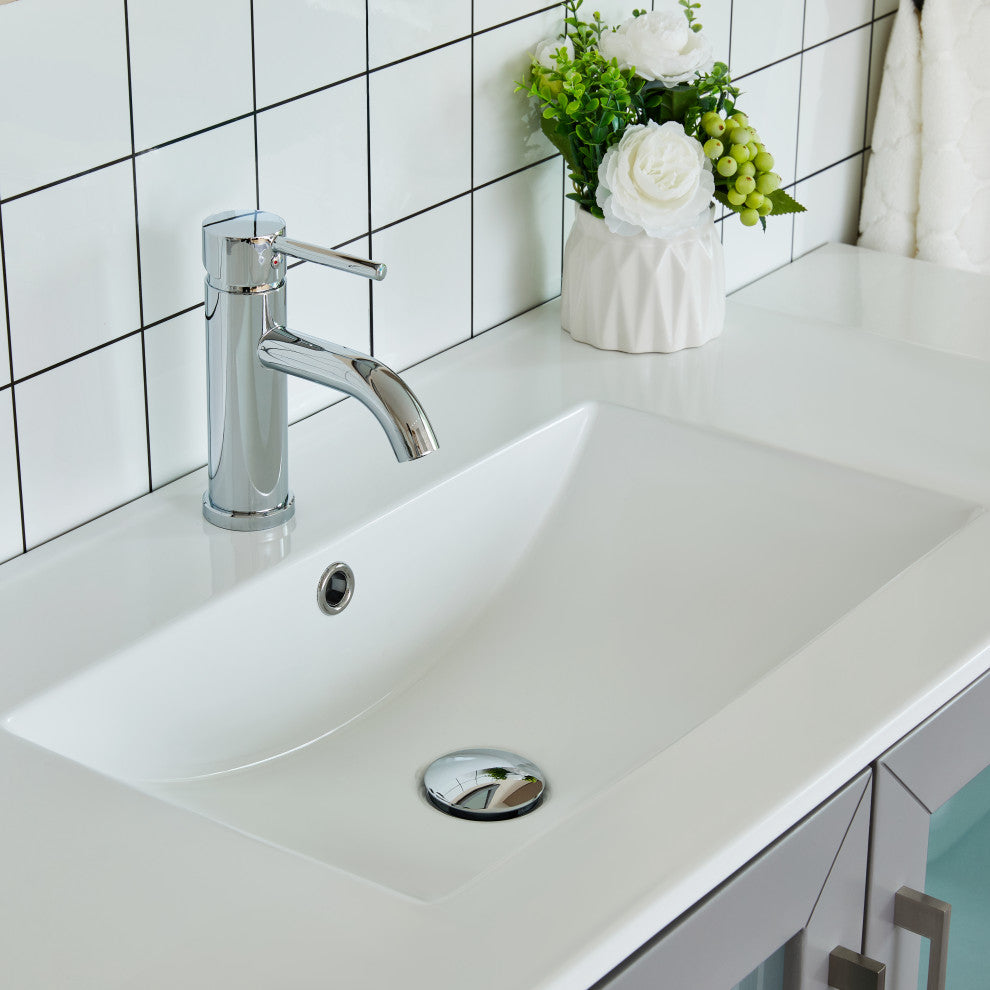 Vanity Art Vanity Set With Ceramic Top, 36", Gray, Led Sensor-Switch Mirror