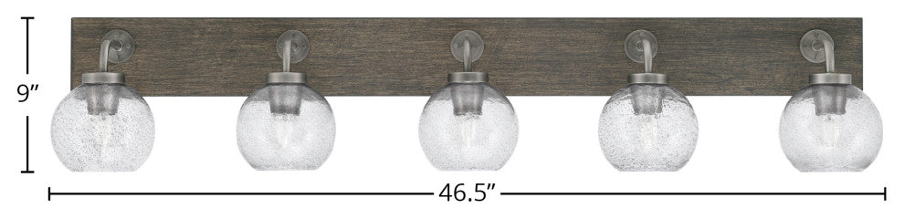 Oxbridge Bath Bar, Graphite & Painted Distressed Metal, 5.75" Smoke Bubble