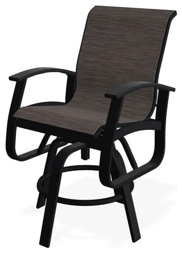 Belle Isle Sling Balcony Height Outdoor Swivel Chair, James/Black