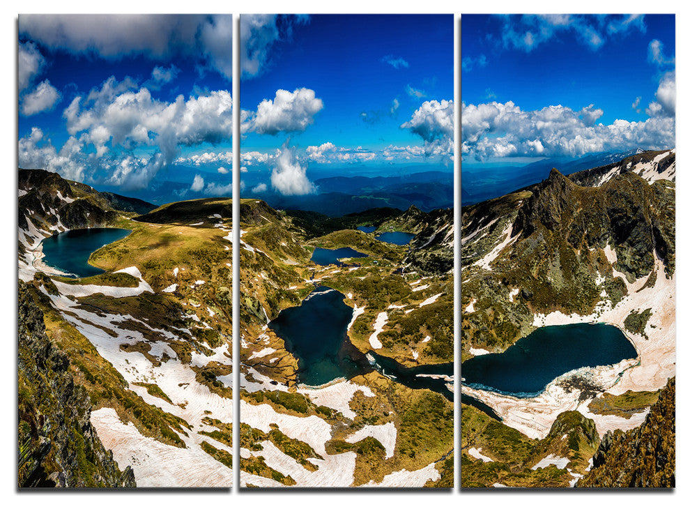 "Bright Blue Sky Over Seven Rila Lakes" Wall Art, 3 Panels, 36"x28"