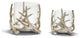 Two's Company Set of 2 Antiqued Silver Antler Hand-Crafted Hurricanes Vases