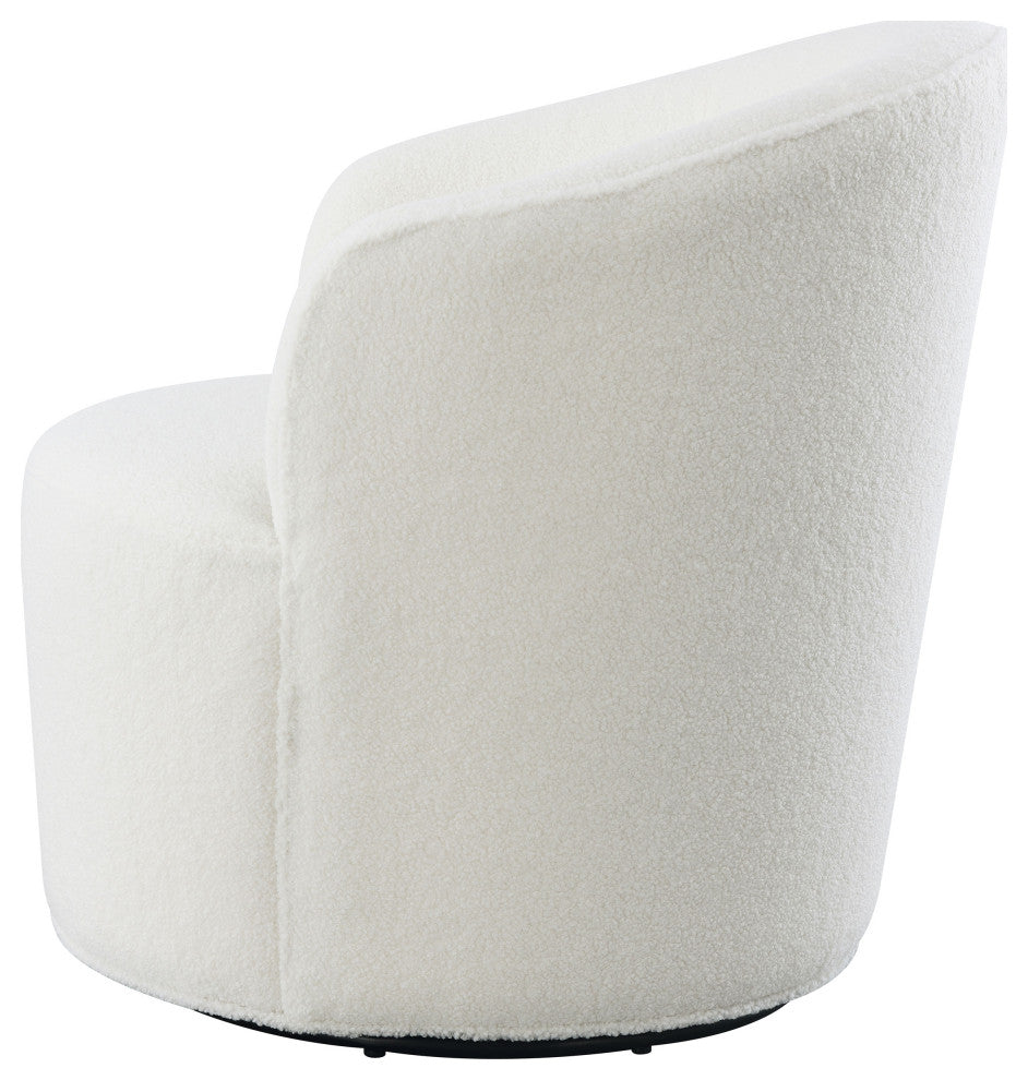 Joyce Upholstered Barrel Back Swivel Chair White