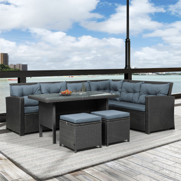 6 Piece Pool Furniture Set Outdoor Sectional Sofa Outdoor Patio Set