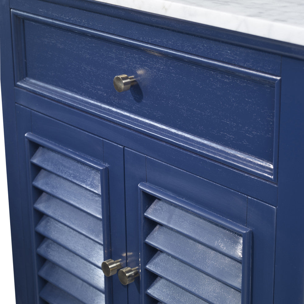 Ambella Home Collection - Louvered Medium Sink Chest - Cadet Blue - 7590-110-221