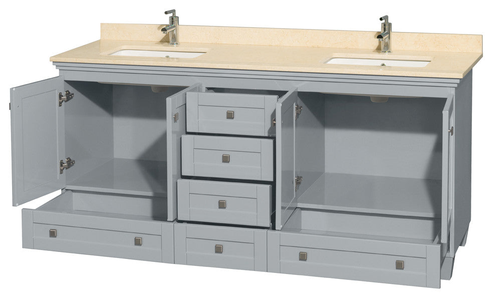 Wyndham WCV800072DOYIVUNSMXX Double Bathroom Vanity with Ivory Marble Top