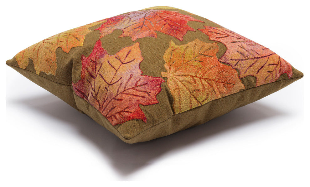 Visions IV Leaf Toss Indoor/Outdoor Pillow Flame Caramel 12"x20"