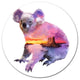 Koala Double Exposure Illustration, Animal Disc Metal Wall Art, 23"