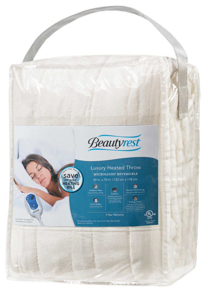 Beautyrest Knitted Solid Microlight Heated Throw, Ivory
