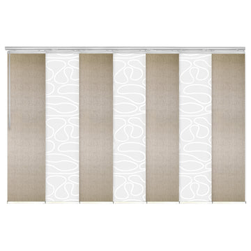 Calisto-Marguerite 7-Panel Track Extendable Vertical Blinds 110-153"x94", Satin Nickel Track