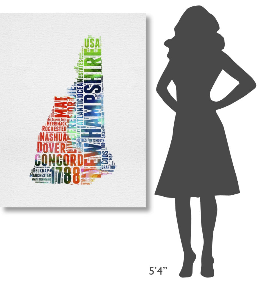 "New Hampshire Watercolor Word Cloud" Fine Art Print