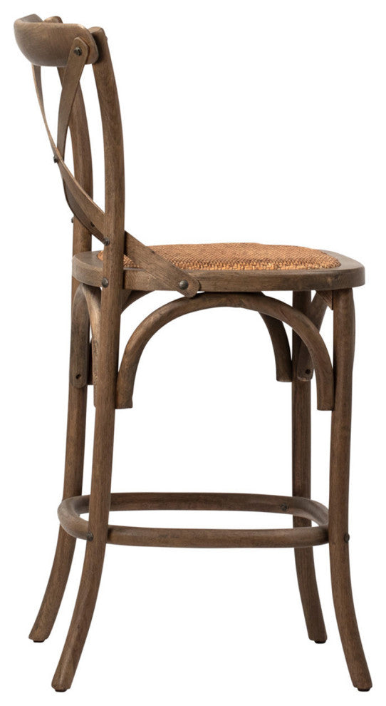 Natural Oak & Rattan Counter Stool