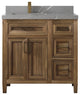 Santa Monica 36 Left Offset  Bath Vanity in Graywashed Teak 2" Piatra Gray
