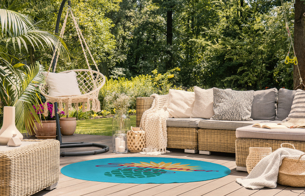 Summer Time Pineapple Tropical Chenille Area Rug