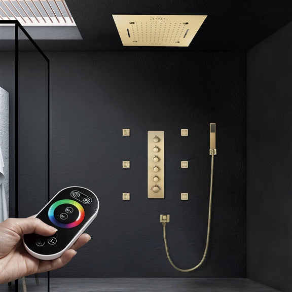 Remote Controlled Rainfall Led Shower System, Style 2- Remote Control Light