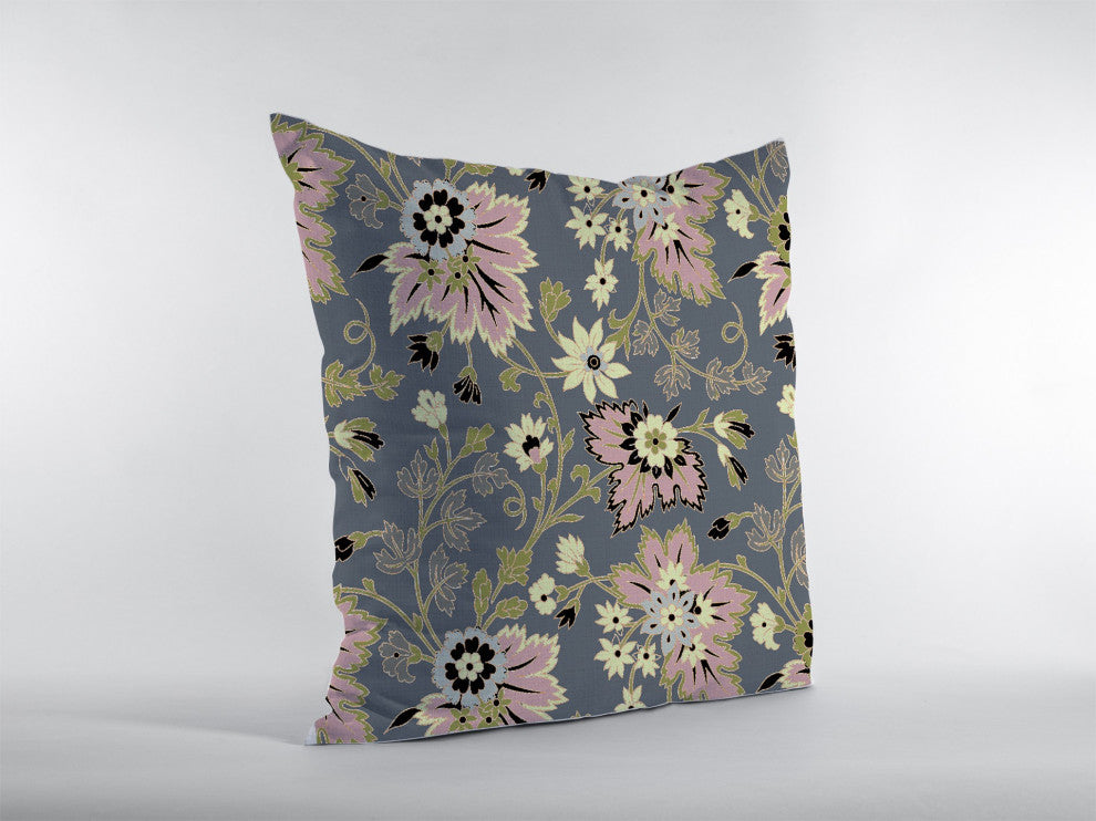 20 Gray Pink Jacobean Suede Throw Pillow