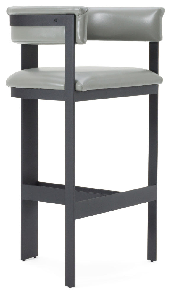Modrest Boswell Modern Grey Faux Leather + Black Barstool
