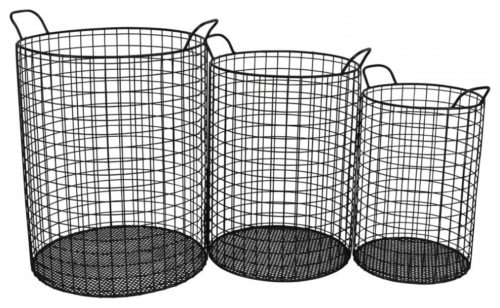 Set of Three Metal Wire Storage Baskets