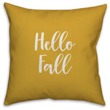 Hello Fall in Mustard 18x18 Throw Pillow