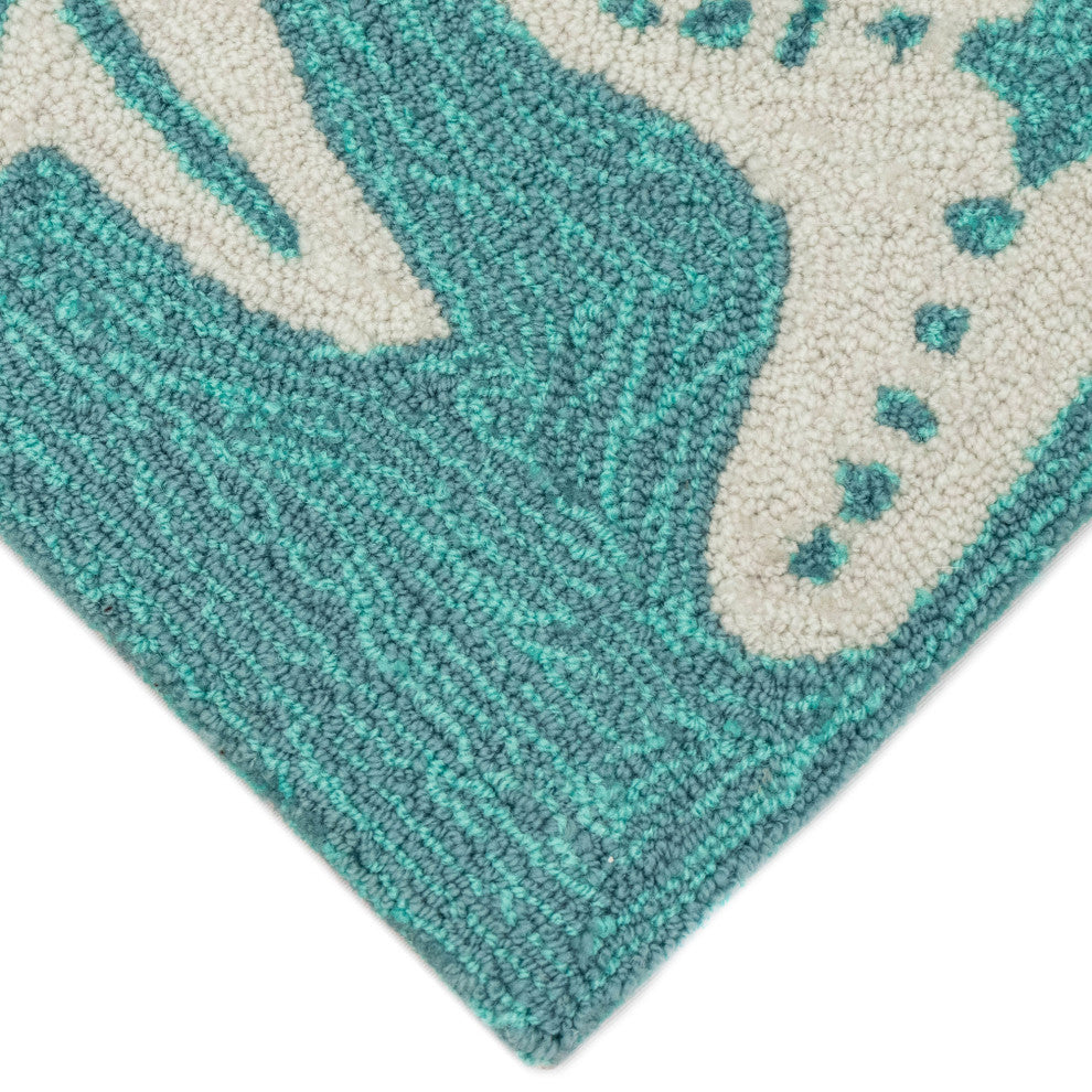 Capri Starfish Indoor/Outdoor Rug, Aqua, 2'x5'