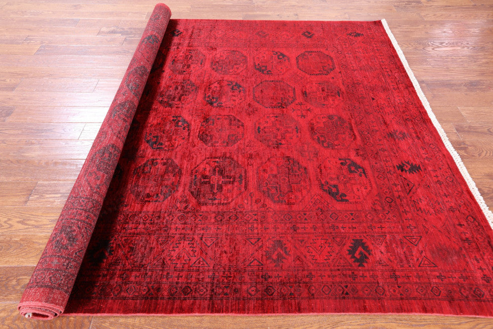 6' 10" X 9' 5" Handmade Bokhara Full Pile Overdyed Wool Rug - Q12745