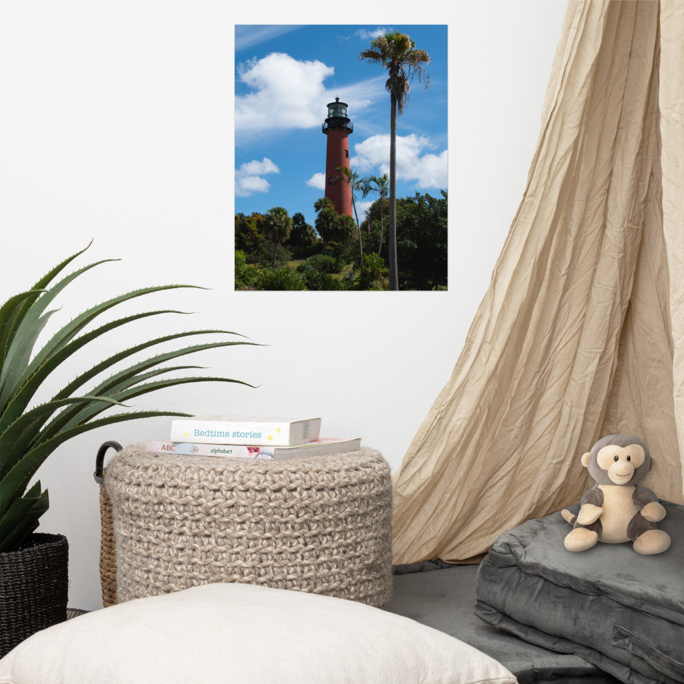 Jupiter Lighthouse Color Unframed Coastal Landscape Photo Wall Art Print, 16" X 20"