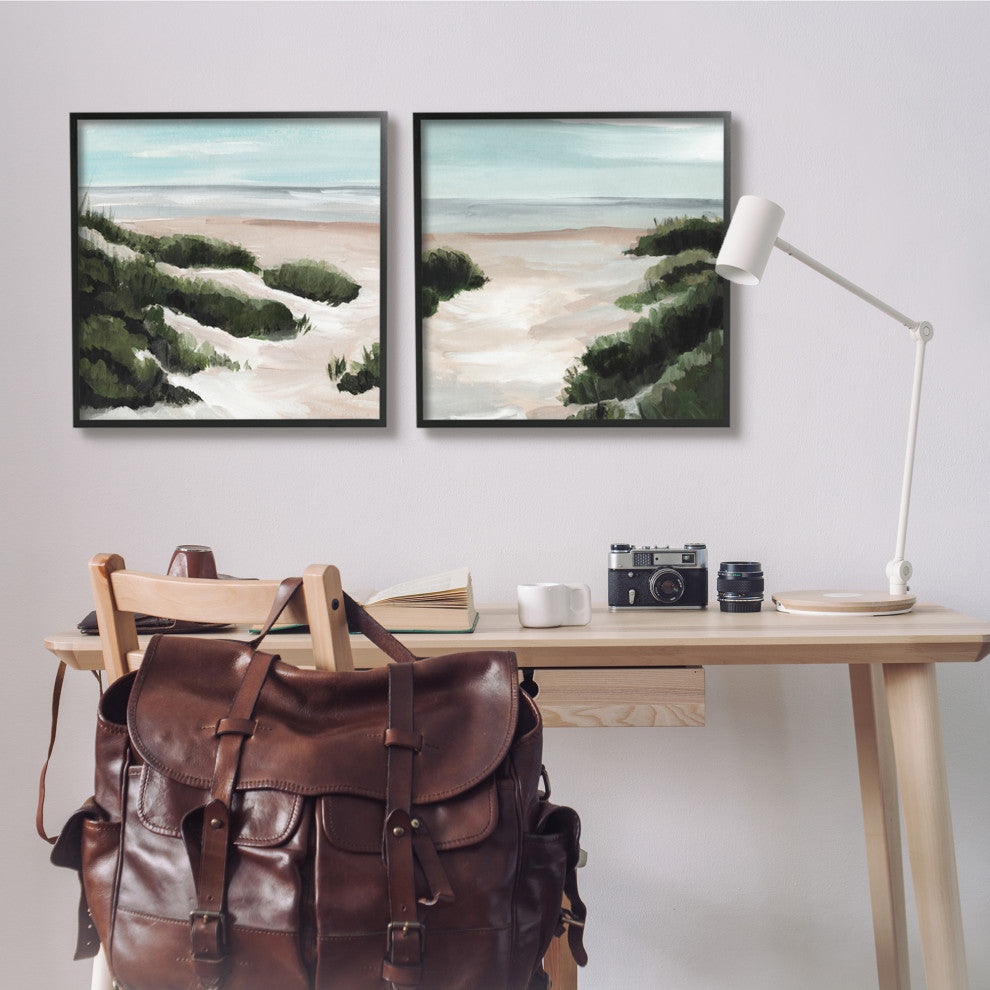 Tall Grass Sand Dunes Soft Wave Beach Landscape,2pc, each 24 x 24