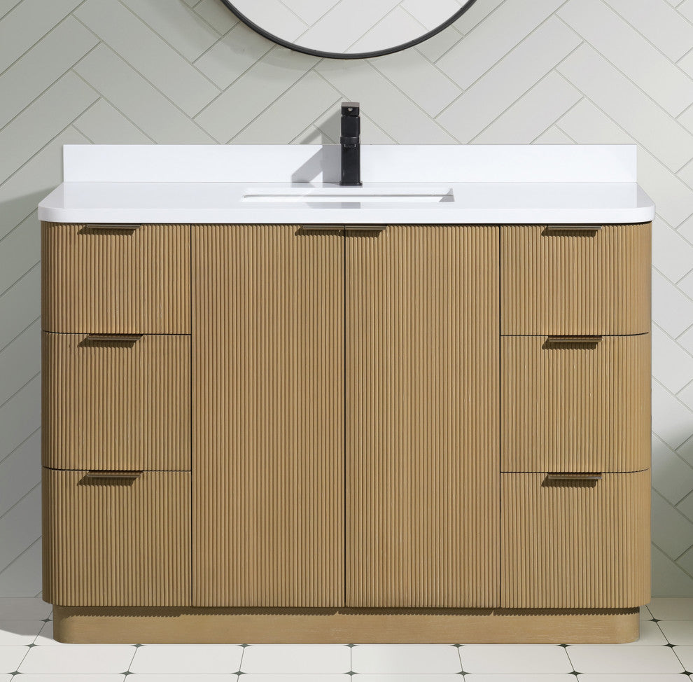 Ari Kitchen and Bath Calamigo 48" Freestanding Bathroom Vanity Oak