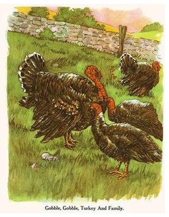 Gobble, Gobble Turkey and Family - Gallery Wrapped Canvas Art 28" x 42"