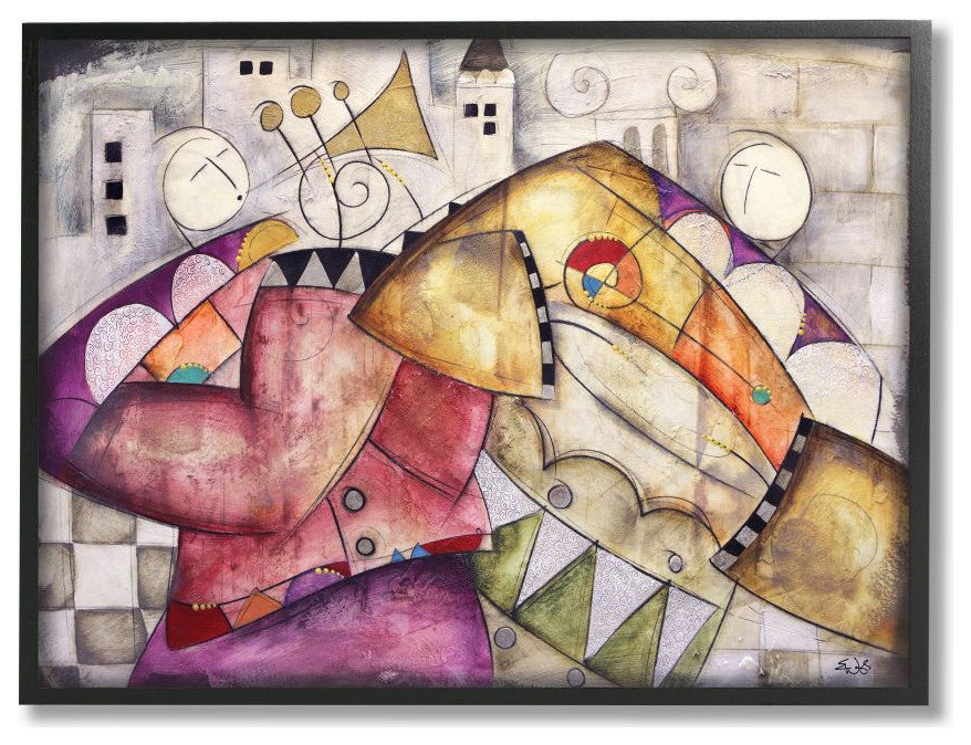 Stupell Industries Geometry Abstract Trumpet Drums Band Painting, 16 x 20